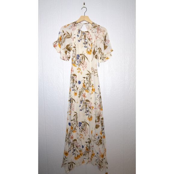 REFORMATION CARLOTTA Maxi Flutter Sleeve Dress in Frolic US 0 NWT - Picture 8 of 12